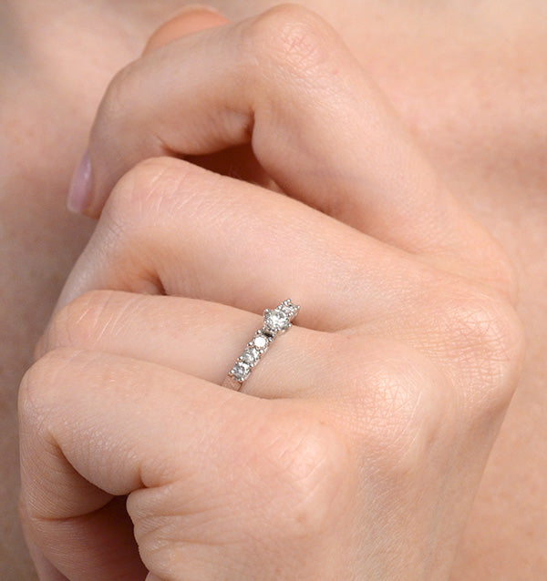 Sidestone Engagement Ring With 0.33ct Lab Diamonds in 9K White Gold